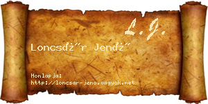 Loncsár Jenő névjegykártya